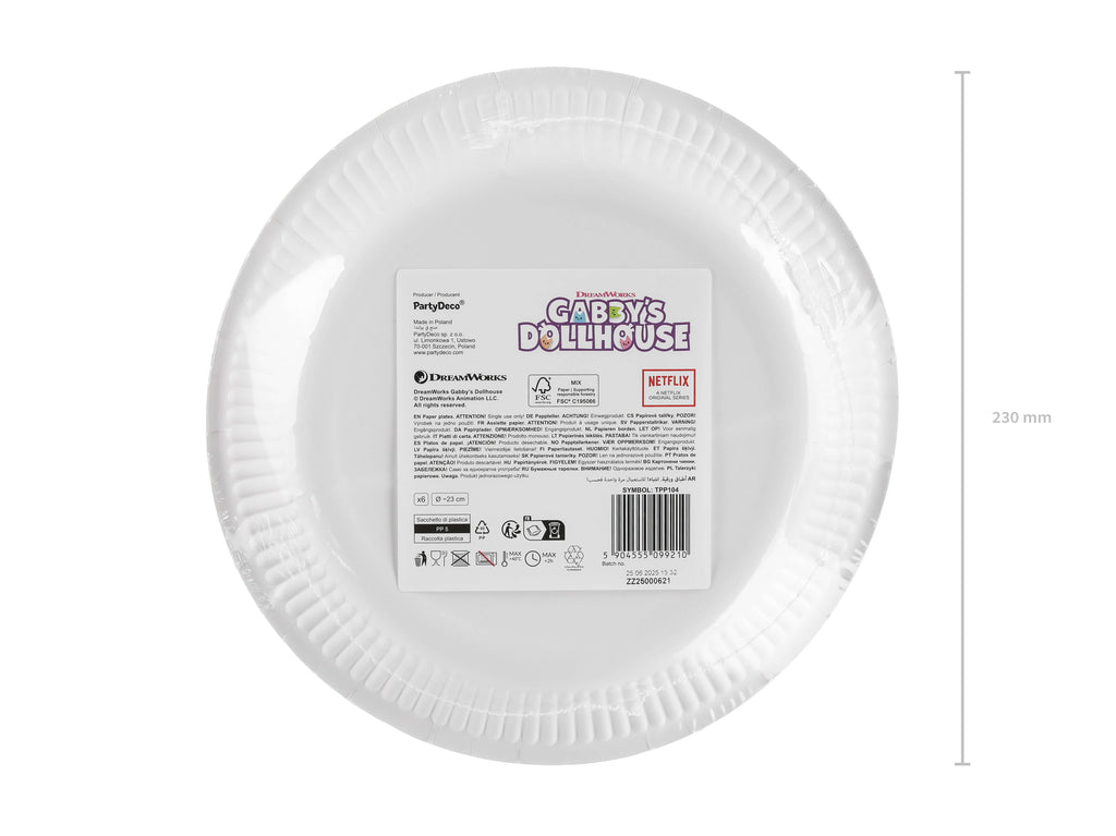 Gabby's Doll House Paper Plates 23cm (1pkt/6pcs) - Party Lane 