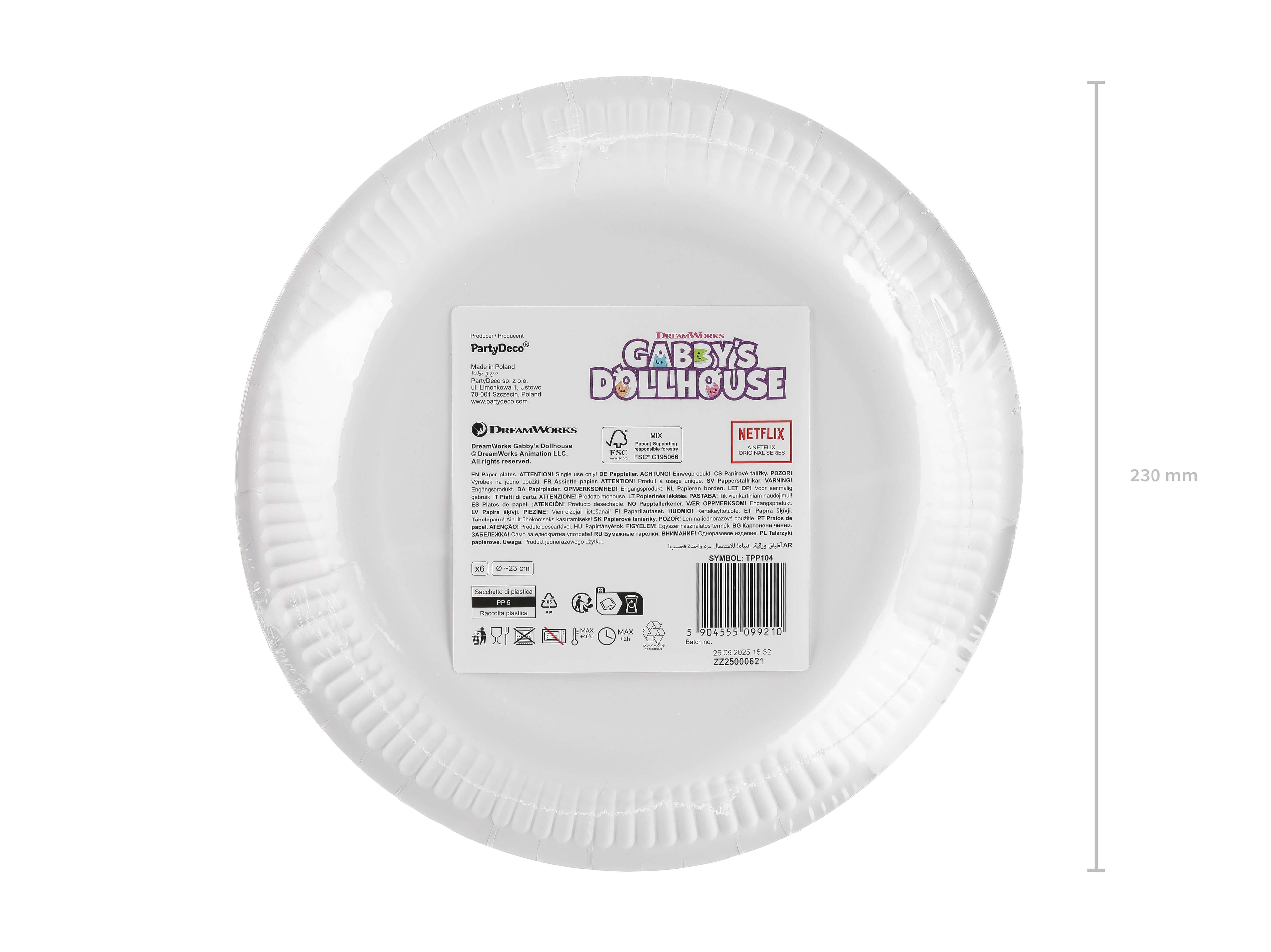 Gabby's Doll House Paper Plates 23cm (1pkt/6pcs) - Party Lane 