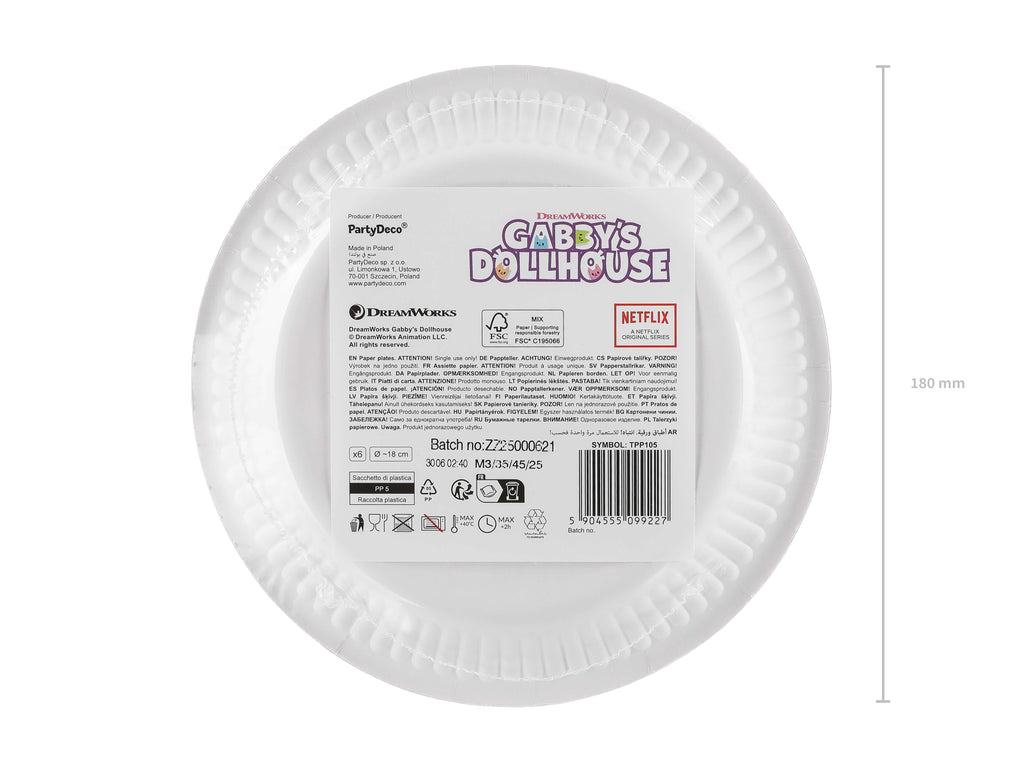 Gabby's Doll House Paper Plates 18cm (1pkt/6pcs) - Party Lane 