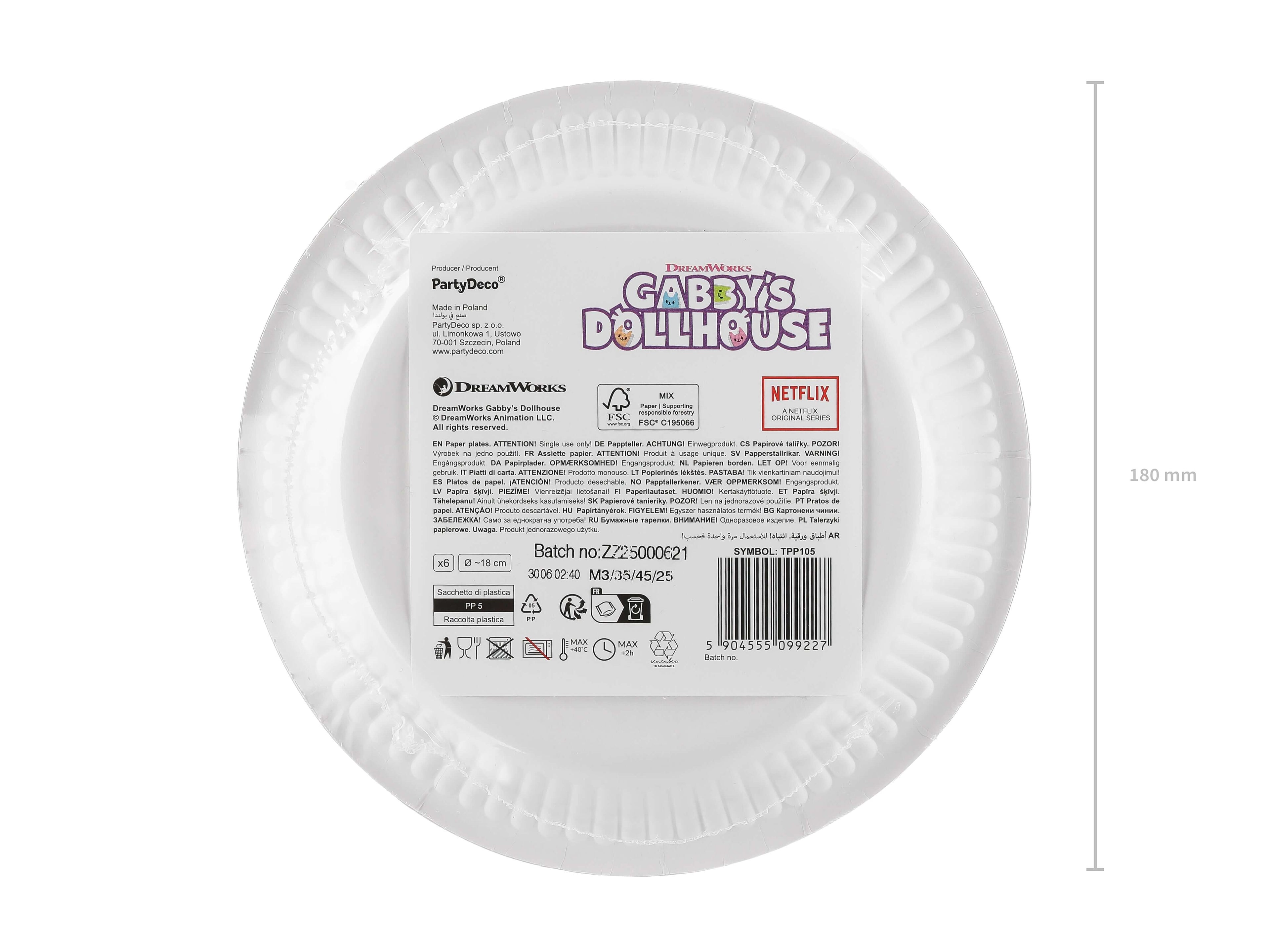 Gabby's Doll House Paper Plates 18cm (1pkt/6pcs) - Party Lane 