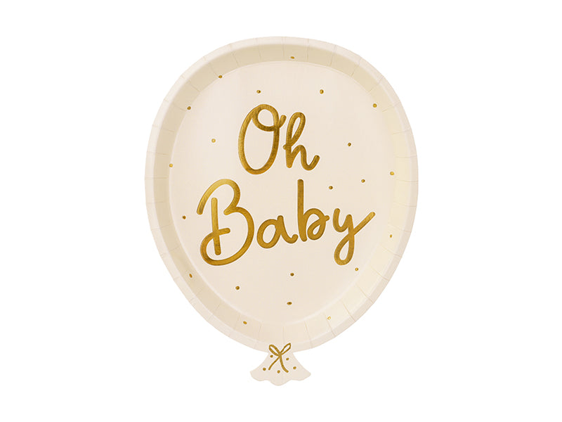 Beige balloon with 'Oh Baby' text in gold