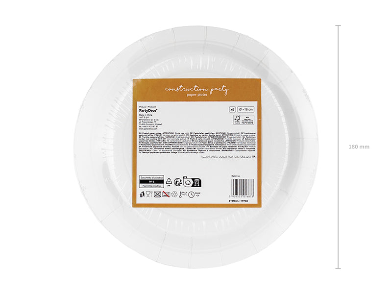 Little Builder paper plates packaging showing complete 6 pack