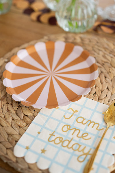 Baby Bear Striped Scalloped Paper Plates (1pkt/6pc)