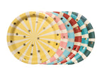  A set of 6 striped plates featuring bright circus colors, perfect for serving food at a carnival-themed party.