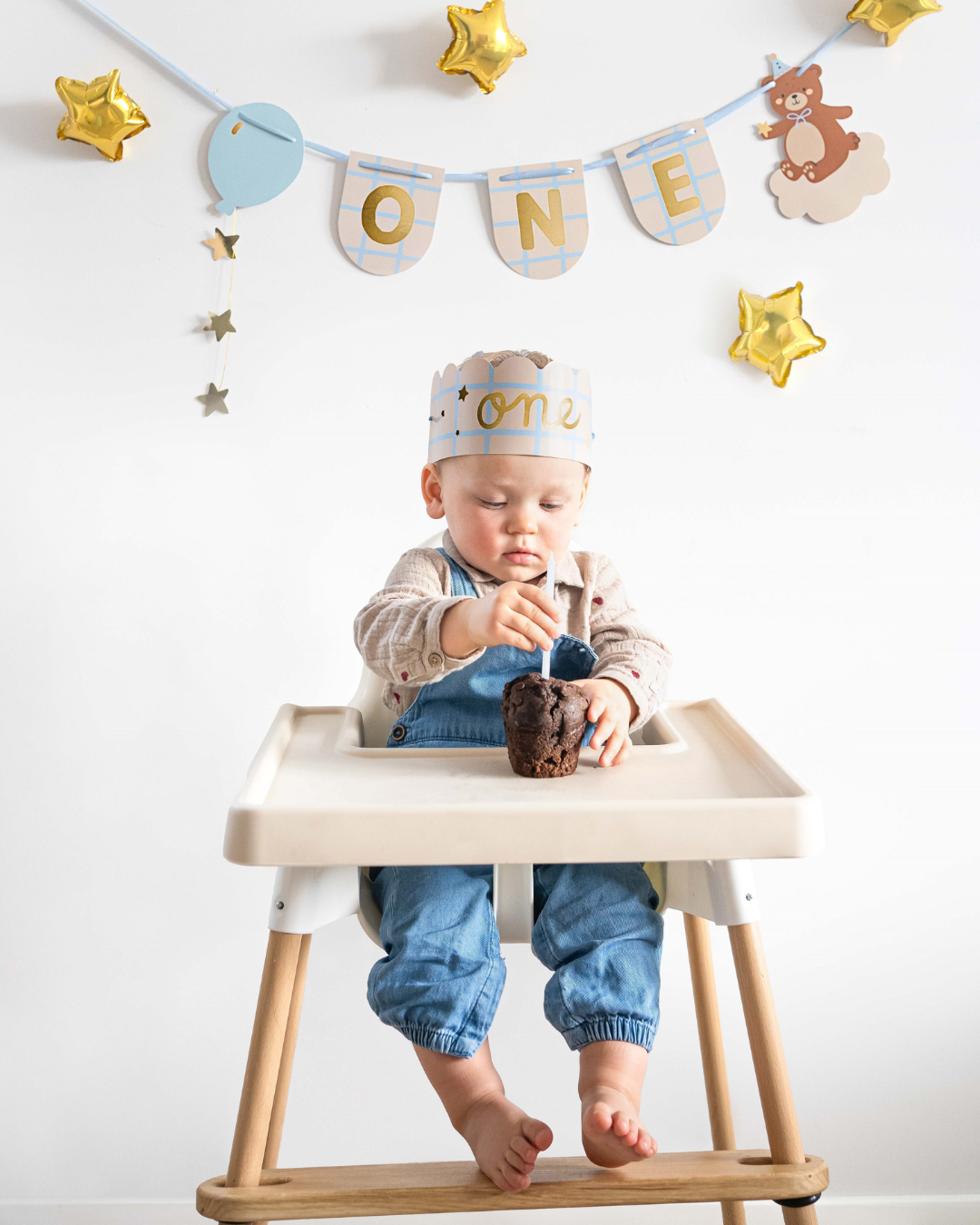 Baby Bear High Chair Banner and Crown (1pkt/2pc)