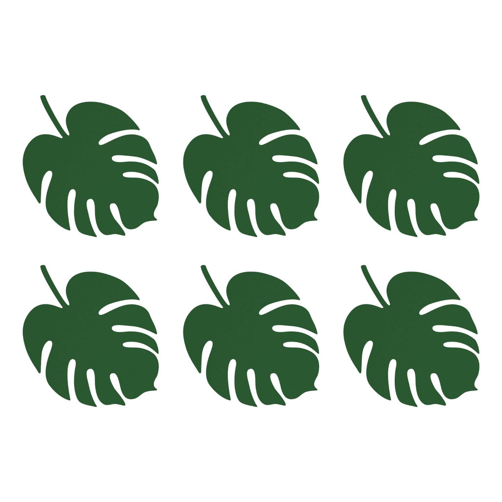 A set of 6 tropical monstera-shaped place cards, perfect for jungle or dino-themed table settings.