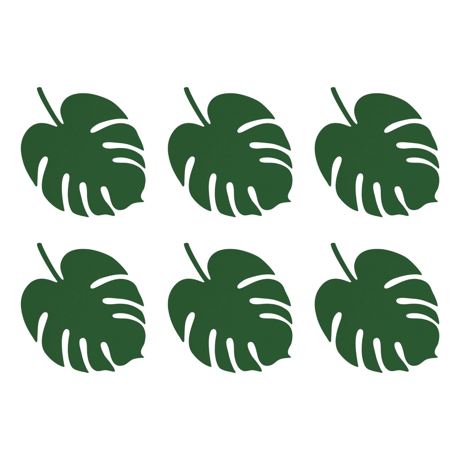 A set of 6 tropical monstera-shaped place cards, perfect for jungle or dino-themed table settings.
